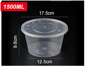 Plastic Disposable Food Containers - Round - 1500ml